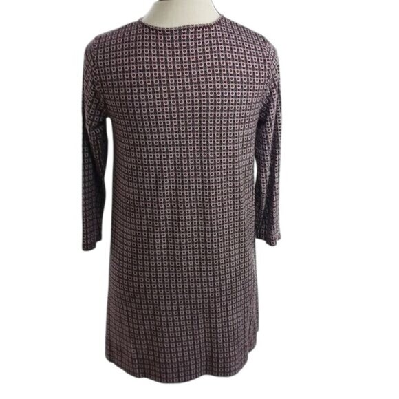 J Jill Tunic Blouse Burgundy Geometric Stretch 3/4 Sleeve Womens Size XS - Picture 5 of 7